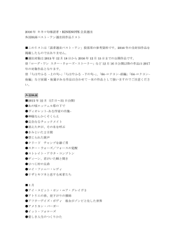 2016年 外国映画ベスト・テン選出用作品リストはこちら