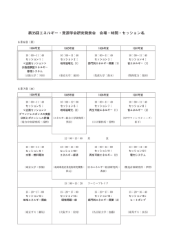 第35回エネルギー・資源学会研究発表会 会場・時間・セッション名