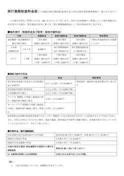 海外旅行（取扱料金及び変更・取消手続料金）
