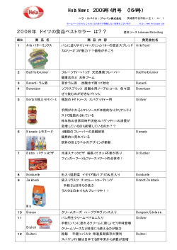 Hela News 2009年4月号 （164号） 2008年 ドイツの食品ベストセラー