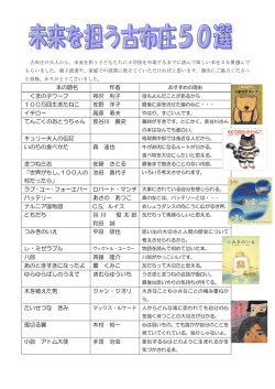 本の題名 作者 くまの子ウーフ 神沢 利子 100万回生きたねこ 佐野 洋子