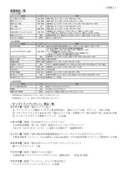 別紙1（提携施設一覧・「キッズトライプレゼント」賞品一覧）（PDF/19KB）