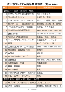 流山市プレミアム商品券取扱店一覧
