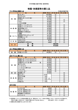 制服・体操服等の購入品 - 中村学園三陽高等学校