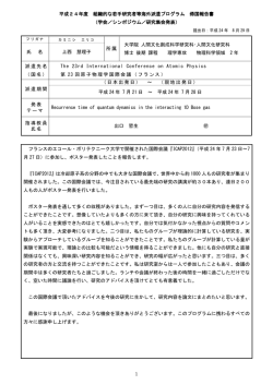 1 平成24年度 組織的な若手研究者等海外派遣プログラム 帰国報告書