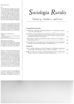 Page 1 Sociologia Ruralis Volune 54・Number2・April2O14