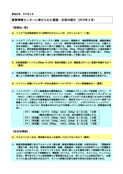 薬事情報センターに寄せられた質疑・応答の紹介（2013年3月）