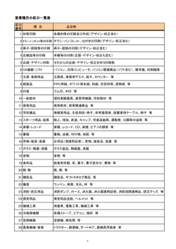 営業種目の区分一覧表
