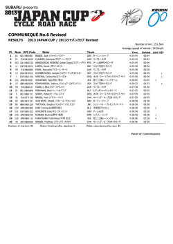 Communiqu&eacute; 6 : Results of 2013 Japan Cup - Revised