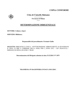COPIA CONFORME Citta di Cinisello Balsamo DETERMINAZIONE