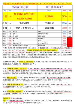 OSAKAN HOT 100 2011 年 12 月 4 日 1 位 WE FOUND