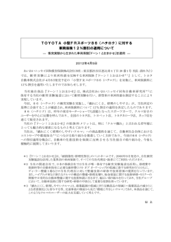 TOYOTA 小型FRスポーツ86（ハチロク）に対する車両保険12％割引の