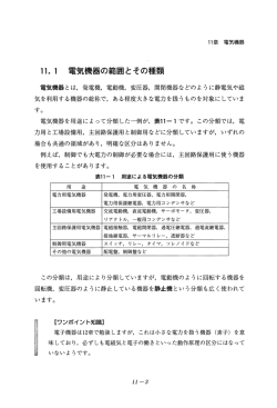Page 1 11章 電氣機器 11.1 電気機器の範囲とその種類 電気機器とは