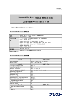 QuickTest Professional対応環境表