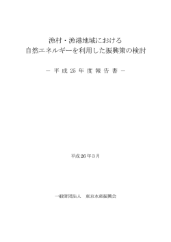 漁村・漁港地域における 自然エネルギーを利用した