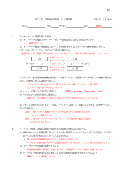 電子2年 計算機通信基礎 まとめ験問題 2015年 1 月 26 日 学科名 学年