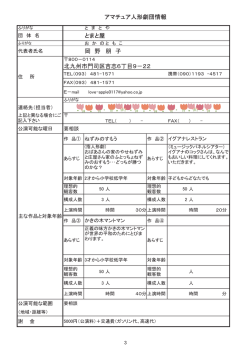 アマチュア人形劇団情報 とまと屋 岡 野 朋 子 北九州市門司区吉志6