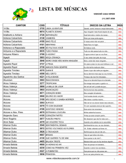 lista de músicas - Videokê Casa Verde