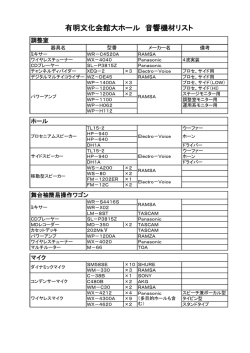 有明文化会館大ホール 音響機材リスト