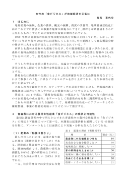 女性の「食ビジネス」が地域経済を元気に 有馬 喜代史 1 はじめに 地場