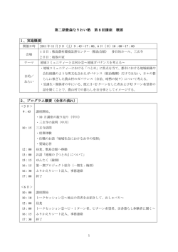第二期豊森なりわい塾 第 8 回講座 概要 1、実施概要 2、プログラム概要