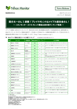 2016 タレント番組出演本数ランキング