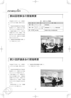 第66回理事会の開催概要 第31回評議員会の開催概要