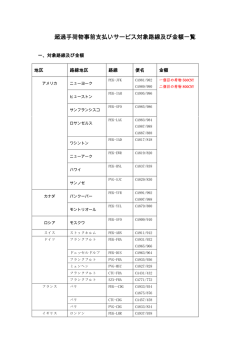 超過手荷物事前支払いサービス 対象路線一覧表