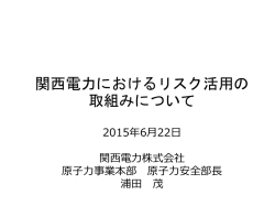 関西電力におけるリスク活用の 取組みについて