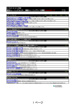 認定トレーニングセンター 最新トレーニングコース情報（AutoCAD・LT