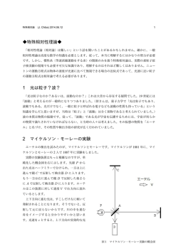 特殊相対性理論   1 光は粒子？波？ 2 マイケルソン・モーレーの実験
