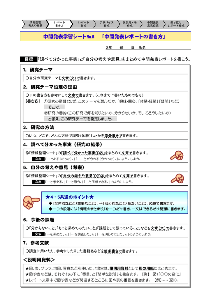 中間発表学習シート 3 中間発表レポートの書き方