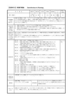 【授業科目】看護学概論 Introduction to Nursing