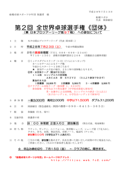 第2回 全世界卓球選手権《団体》 - 船穂卓球スポーツ少年団