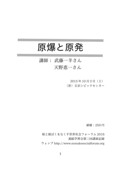 天野さん講演記録（PDF） - 核と被ばくをなくす世界社会フォーラム2016