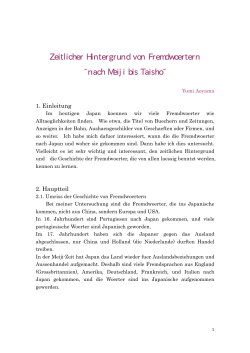 Zeitlicher Hintergrund von Fremdwoertern ~nach Meiji bis Taisho