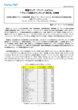 電通ヤング・アンド・ルビカム 「ブランド成長力ランキング 2010」を発表