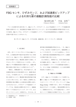 FBG センサ、ひずみゲージ、および加速度ピックアップ による片持ち梁 の