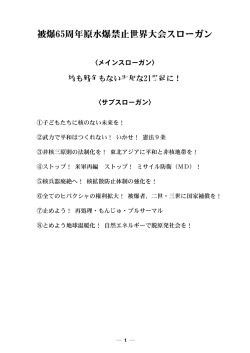 被爆65周年原水爆禁止世界大会／スローガン・基調