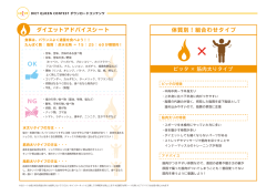 体質別！組合わせタイプ ダイエットアドバイスシート OK NG