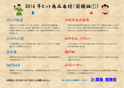 2016 年ヒット商品番付（前頭編①）