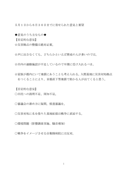 5月1日から6月30日までに寄せられた意見と要望 意見のうち