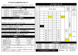 ﾜﾝﾁｬﾝｽ HAA神戸 2016年お正月休暇日程のお知らせ 【休 催】