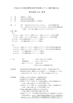 平成28年度長野県高等学校新人テニス選手権大会 東信地区大会 要項