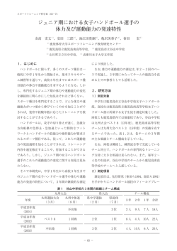 ジュニア期における女子ハンドボール選手の 体力及び