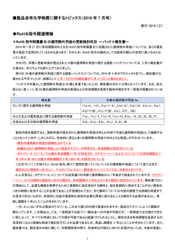 製品含有化学物質に関するトピックス（2016 年 7 月号） RoHS指令関連