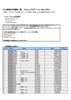 SSL接続対応機種一覧： セコムパスポート for Web SR3.0