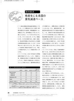 格差生じる各国の 景気減速ペース