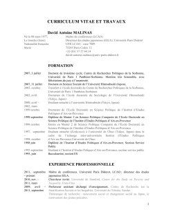 CURRICULUM VITAE ET TRAVAUX - Centre de recherche sur les