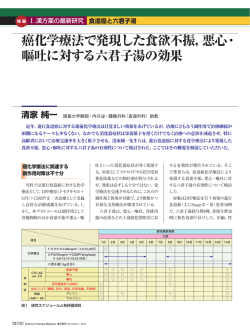 癌化学療法で発現した食欲不振，悪心・ 嘔吐に対する六君子湯の効果